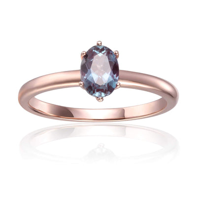 Alexandrite Solitaire Ring, Oval shape alexandrite, 1 carat alexandrite ring