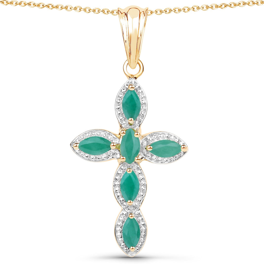 Genuine Emerald Green Cross Necklace