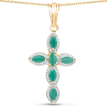 Load image into Gallery viewer, Genuine Emerald Green Cross Necklace