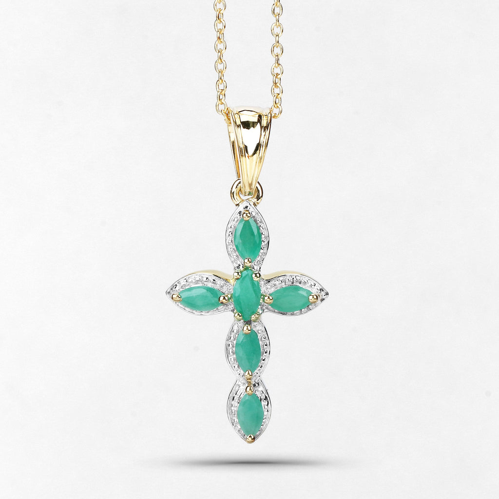 Genuine Emerald Green Cross Necklace