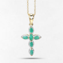 Load image into Gallery viewer, Genuine Emerald Green Cross Necklace