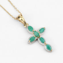 Load image into Gallery viewer, Genuine Emerald Green Cross Necklace