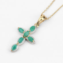 Load image into Gallery viewer, Genuine Emerald Green Cross Necklace