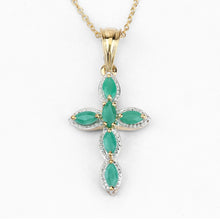 Load image into Gallery viewer, Genuine Emerald Green Cross Necklace