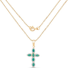 Load image into Gallery viewer, Genuine Emerald Green Cross Necklace