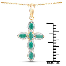 Load image into Gallery viewer, Genuine Emerald Green Cross Necklace