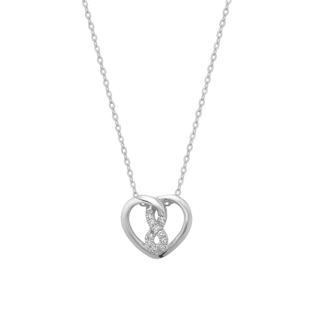 10k Gold Heart Infinity Diamond Necklace