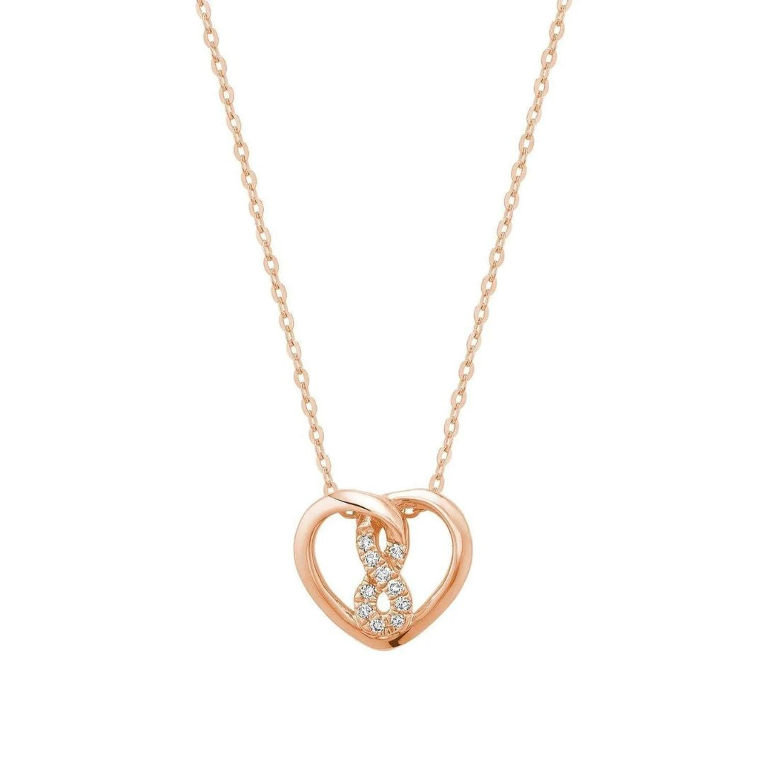 10k Gold Heart Infinity Diamond Necklace