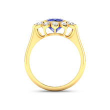Load image into Gallery viewer, Genuine Tanzanite and Diamond Halo Ring