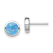 Load image into Gallery viewer, Round Lab Created Opal Stud Earrings
