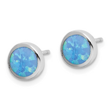 Load image into Gallery viewer, Round Lab Created Opal Stud Earrings