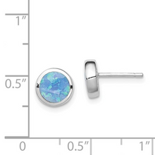 Load image into Gallery viewer, Round Lab Created Opal Stud Earrings