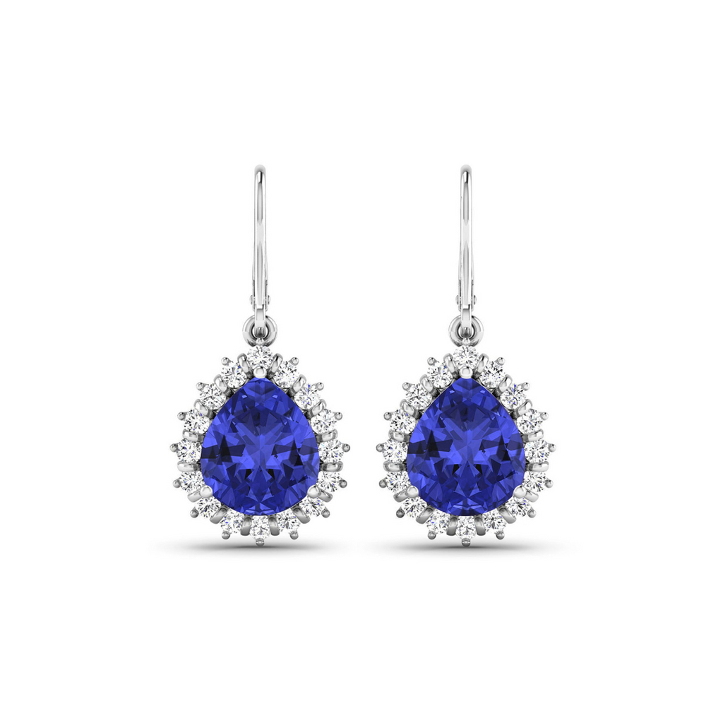 Genuine Tanzanite and Diamond Dangle Earrings