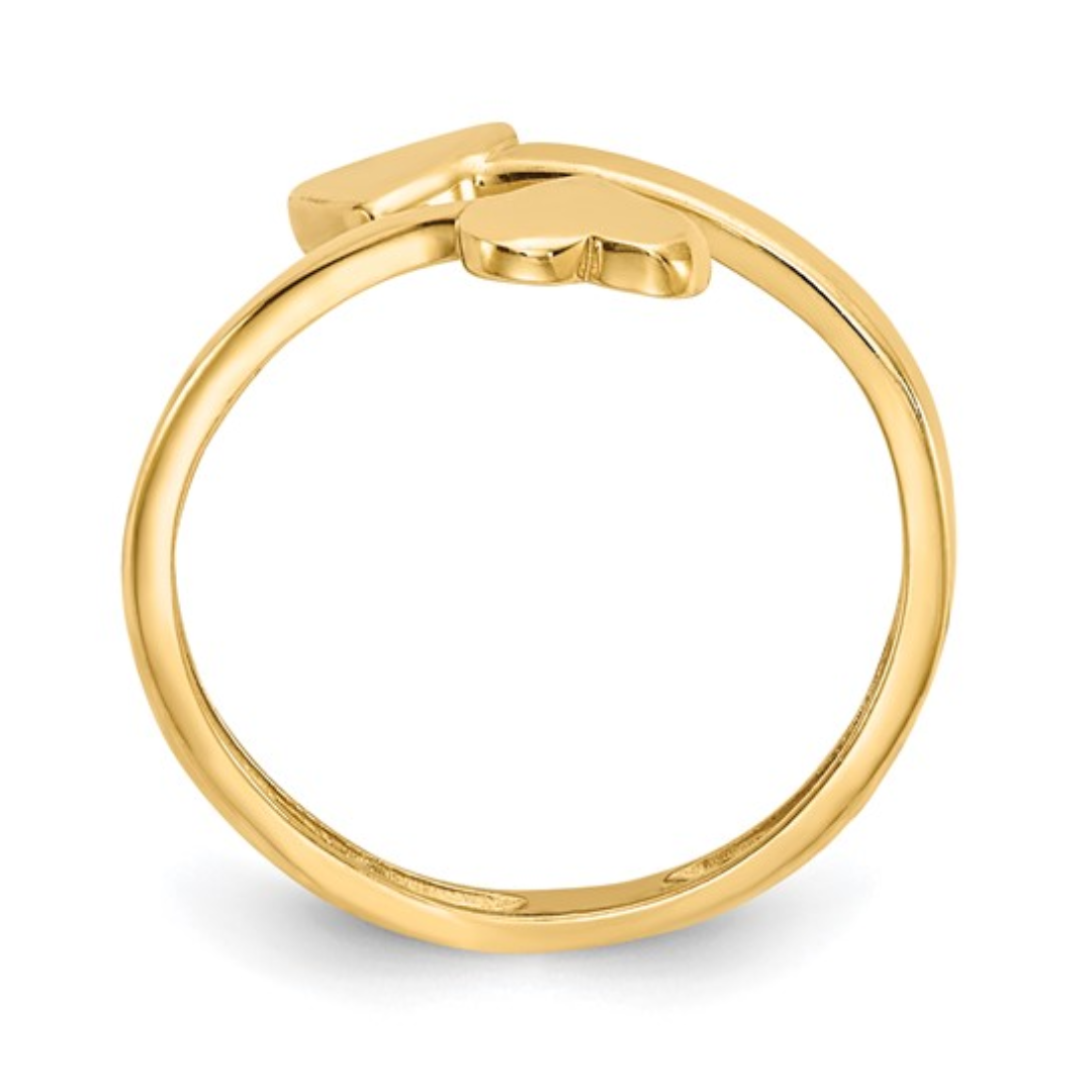 10K Gold Double Heart Bypass Toe Ring