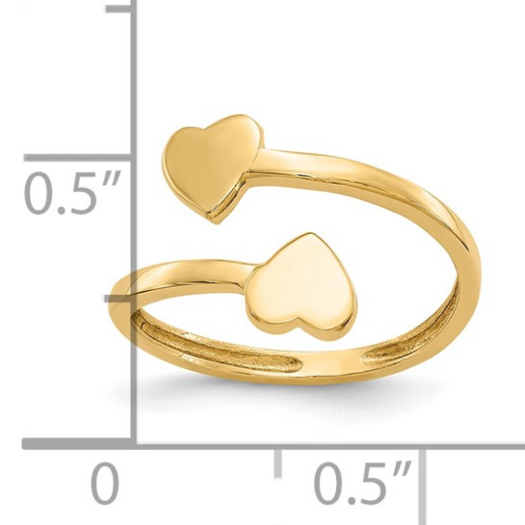 10K Gold Double Heart Bypass Toe Ring