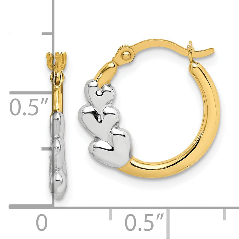 10K Gold Heart Hollow Hoop Earrings