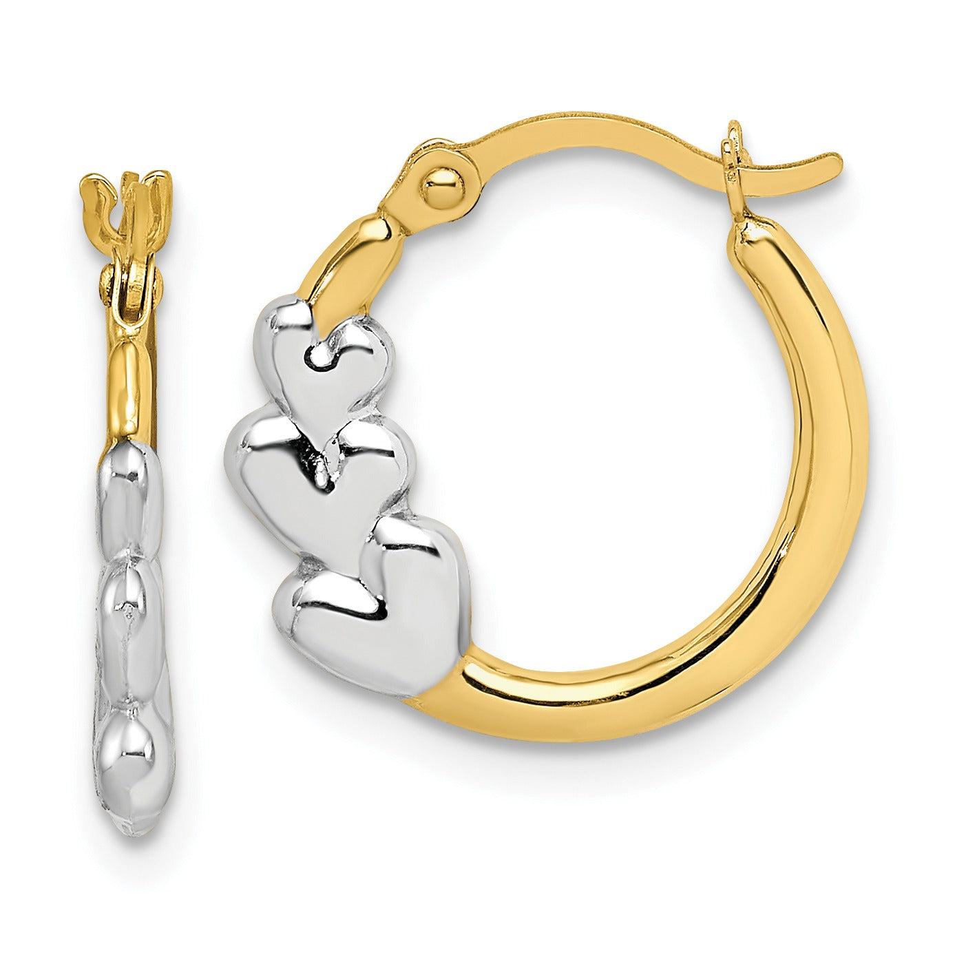 10K Gold Heart Hollow Hoop Earrings
