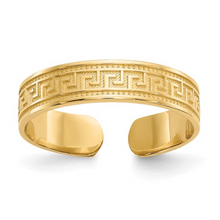 Load image into Gallery viewer, 10K Yellow Gold Greek Key Toe Ring