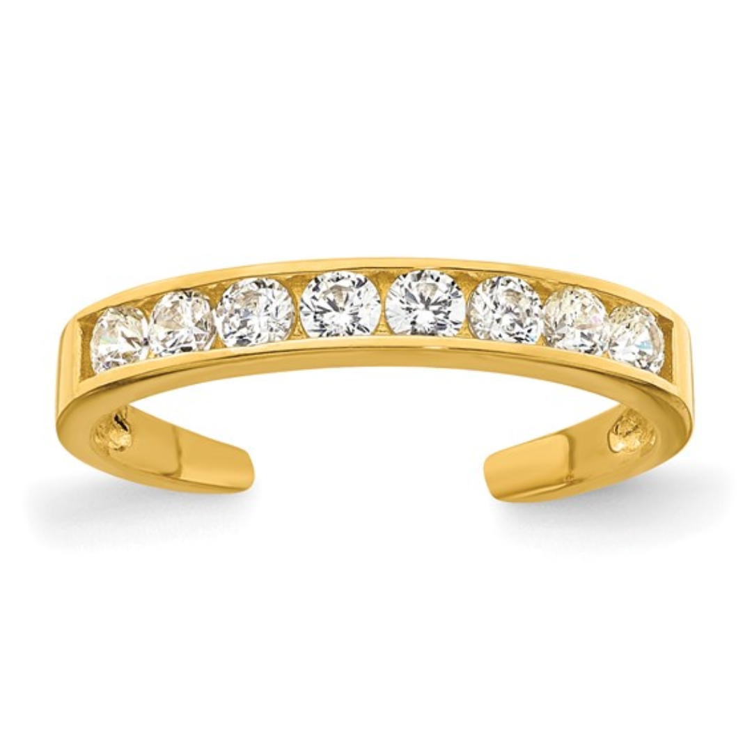 10k Yellow Gold White CZ Toe Ring