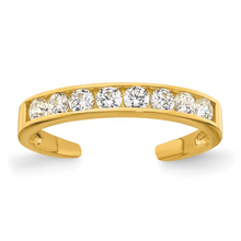 Load image into Gallery viewer, 10k Yellow Gold White CZ Toe Ring