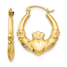 Load image into Gallery viewer, 10k Irish Claddagh Hoop Earrings Fine Color Jewels best first mothers day gift, claddagh earrings, claddagh earrings hoops, claddagh hoop earrings, first mothers day gift ideas, first mothers day gift ideas from husband, first time mothers day gifts, gold claddagh earrings, gold claddagh hoop earrings, gold Jewelry, irish claddagh earrings, large claddagh hoop earrings, Mother&#39;s Day Gift Ideas for Wife from Husband, mother&#39;s day gifts for first time moms, Mother&#39;s Day Gifts from Husband, QG