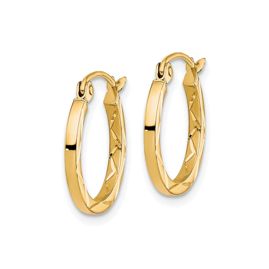 10K Gold Diamond Cut Hoop Earrings