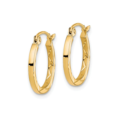 10K Gold Diamond Cut Hoop Earrings