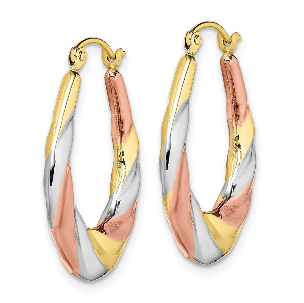 10K Gold Oval Hollow Hoop Earrings