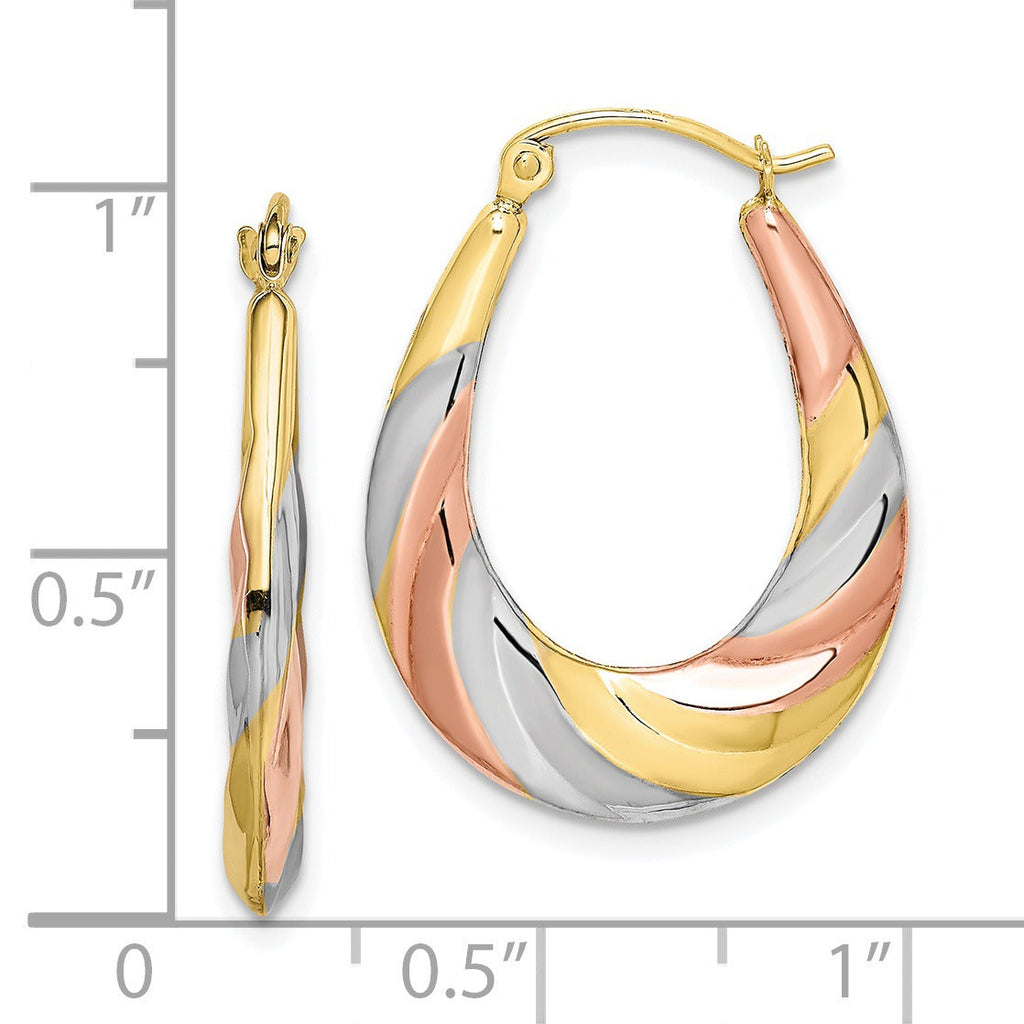 10K Gold Oval Hollow Hoop Earrings