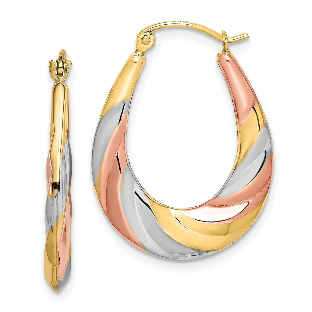10K Gold Oval Hollow Hoop Earrings