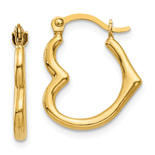Load image into Gallery viewer, 10K Gold Heart Hoop Earrings