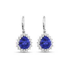Load image into Gallery viewer, Genuine Tanzanite and Diamond Dangle Earrings