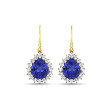 Load image into Gallery viewer, Genuine Tanzanite and Diamond Dangle Earrings