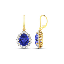 Load image into Gallery viewer, Genuine Tanzanite and Diamond Dangle Earrings