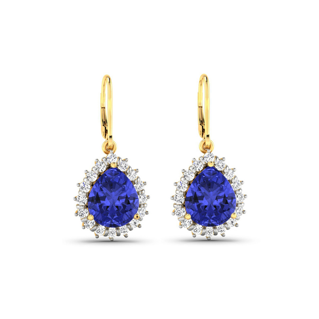 Genuine Tanzanite and Diamond Dangle Earrings