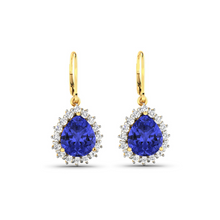 Load image into Gallery viewer, Genuine Tanzanite and Diamond Dangle Earrings
