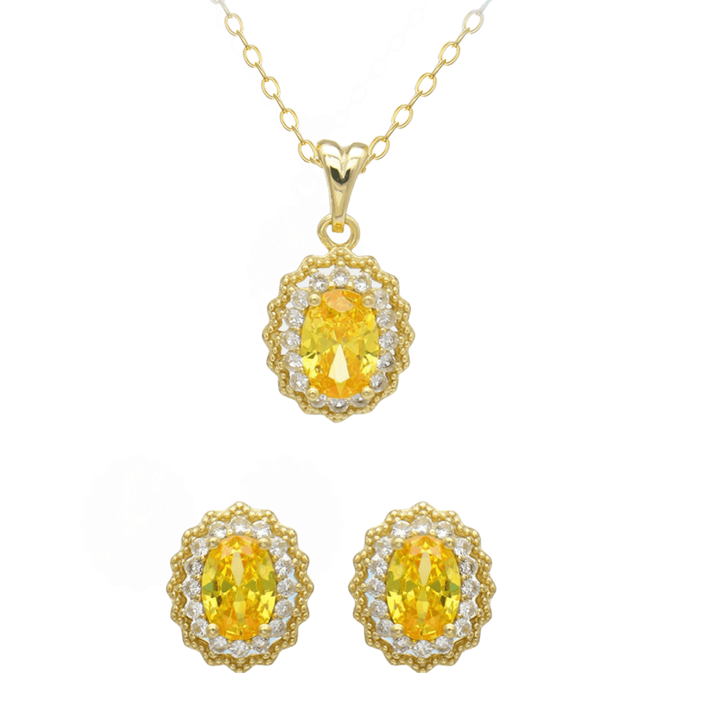 citrine pendant set, wedding jewelry gift, gift for mom