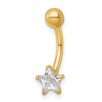 10k Gold  CZ Star Navel Ring