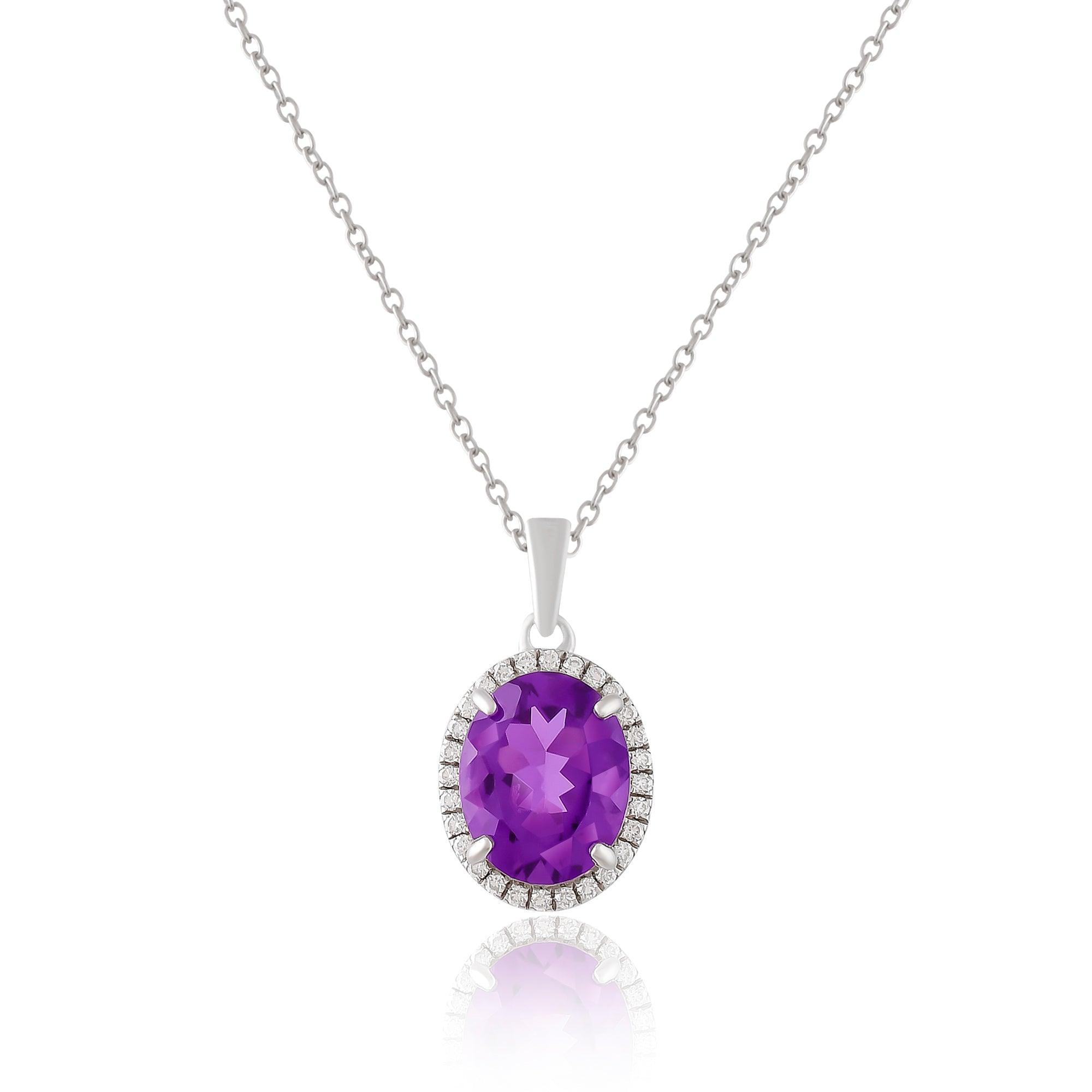 Purple Amethyst Pendant Necklace - FineColorJewels
