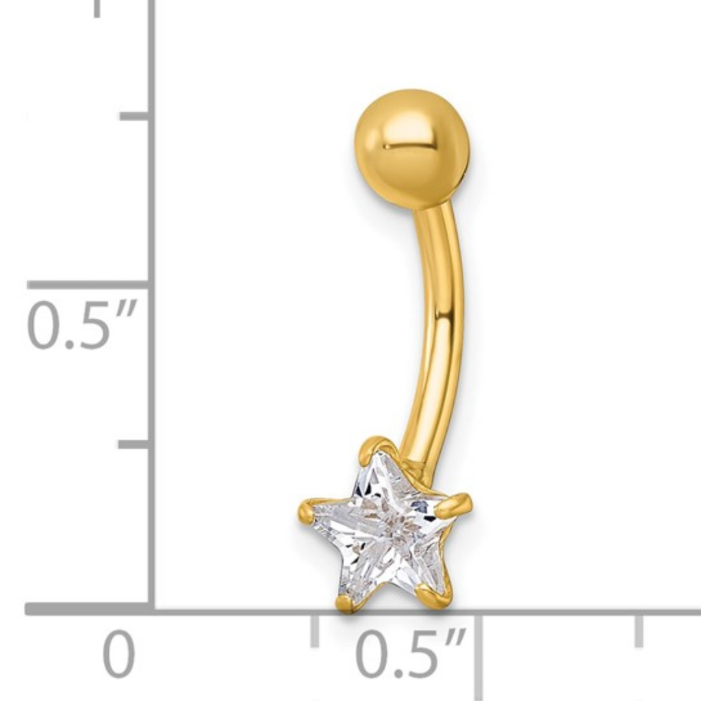 10k Gold  CZ Star Navel Ring