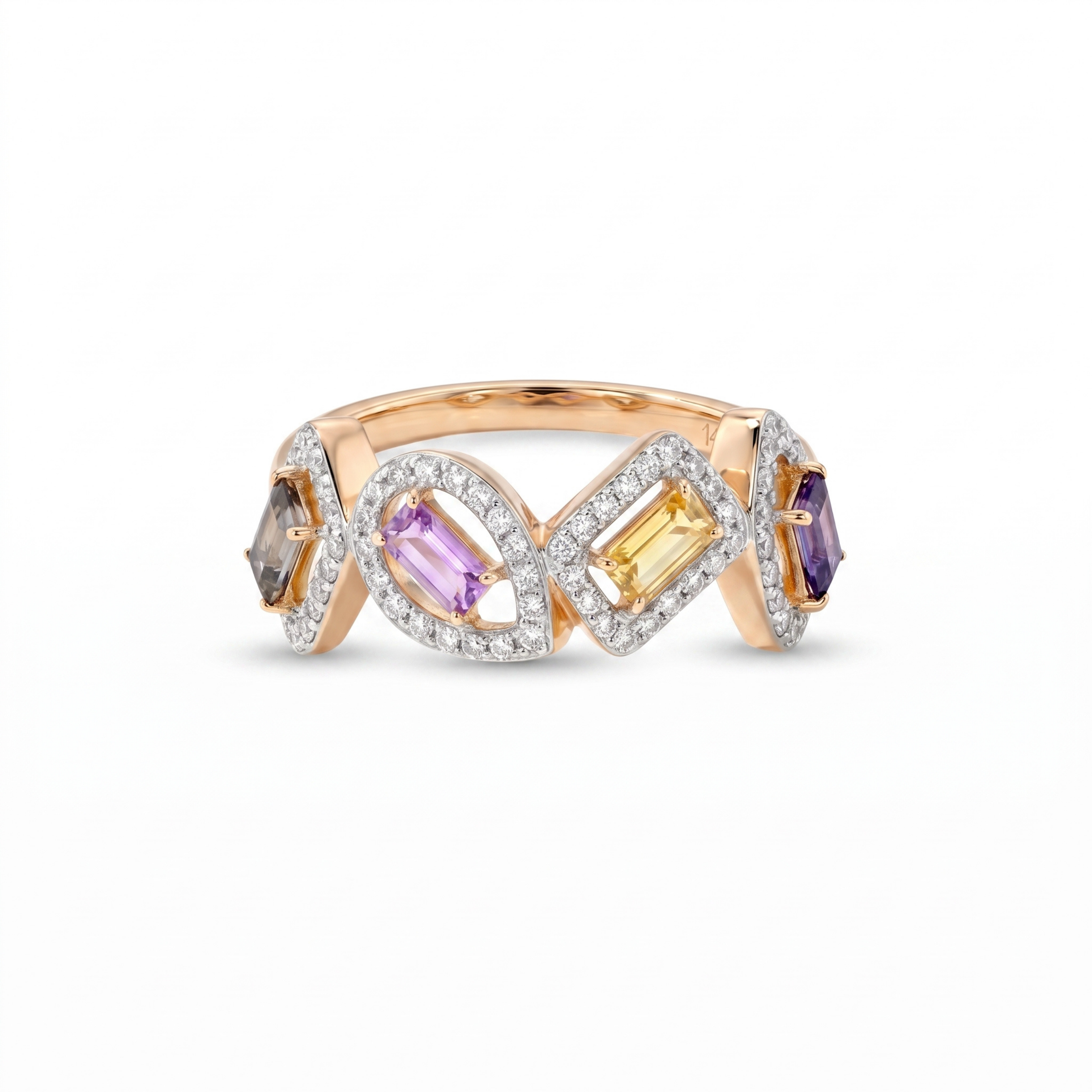IGI Certified 0.40 Ct Multi Color Unheated Sapphire and Diamond 14K Yellow Gold Engagement Halo Ring