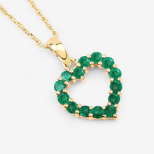 Load image into Gallery viewer, 10K Yellow Gold Zambian Emerald Heart Necklace