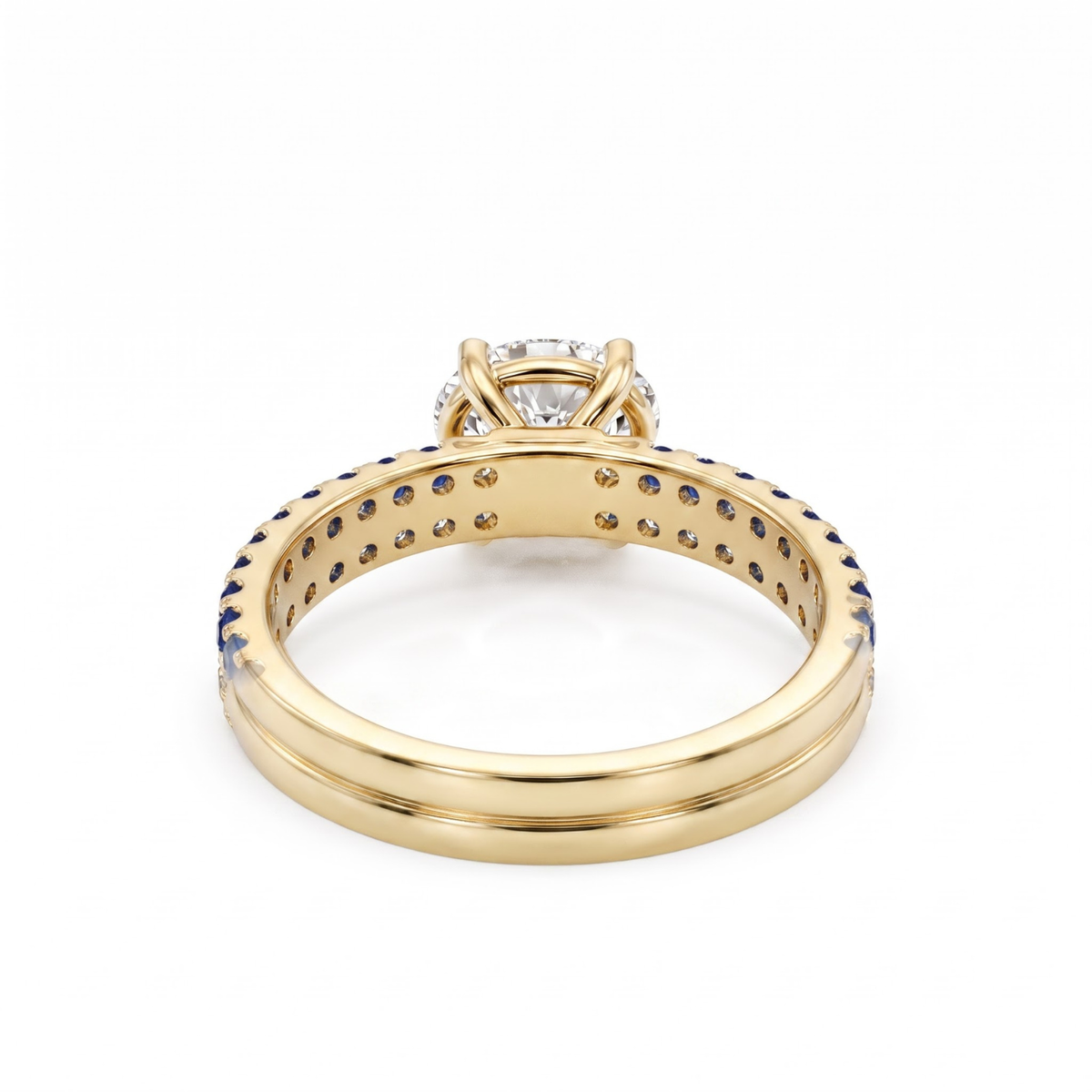 1.27 Cttw Oval Lab Grown Diamond Double Row Pave Band 14k Yellow Gold Engagement Ring