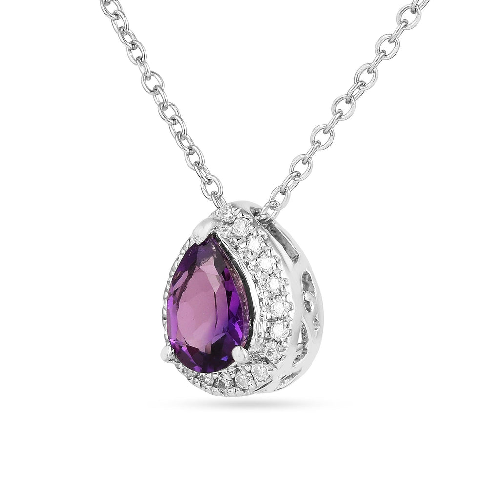 Natural Amethyst Teardrop Pendant Necklace FineColorJewels Amethyst Jewelry, Amethyst Promise Pendant, dla-dm-discount-all-154898, Engagement Pendant, February Birthstone, Purple Amethyst Pendant, Purple Gemstone Pendant, Teardrop Halo Pendant
