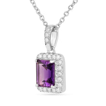 Load image into Gallery viewer, Natural Amethyst Octagon Pendant Necklace Fine Color Jewels amethyst halo pendant, amethyst pendant, Birthday gift for her, Bridesmaid Gift for Her, dla-dm-discount-all-154898, Elegant Gift for Her February Birthstone, everyday gift for her, February Birthstone, gemstone pendant, gift for her, Healing stone, Jewelry Gift for her, pendant necklace., purple pendant, real amethyst pendant, silver pendant, Wedding Gift For Her