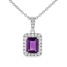 Load image into Gallery viewer, Natural Amethyst Octagon Pendant Necklace Fine Color Jewels amethyst halo pendant, amethyst pendant, Birthday gift for her, Bridesmaid Gift for Her, dla-dm-discount-all-154898, Elegant Gift for Her February Birthstone, everyday gift for her, February Birthstone, gemstone pendant, gift for her, Healing stone, Jewelry Gift for her, pendant necklace., purple pendant, real amethyst pendant, silver pendant, Wedding Gift For Her