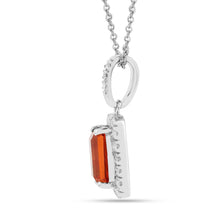 Load image into Gallery viewer, Peach Sapphire Octagon Halo Pendant Necklace FineColorJewels 925 Sterling Silver, best gift for girls, best gift for women, dla-dm-discount-all-154898, gift for her, gift from daughter, lab grown sapphire necklace, Necklace, peach Gemstone, Peach Sapphire Jewelry, peach Sapphire necklace, peach sapphire pendant necklaceLab Created Padparadscha necklaces, Pink Orange Sapphire, square necklace, Trending Jewelry, Valentine&#39;s Day gift