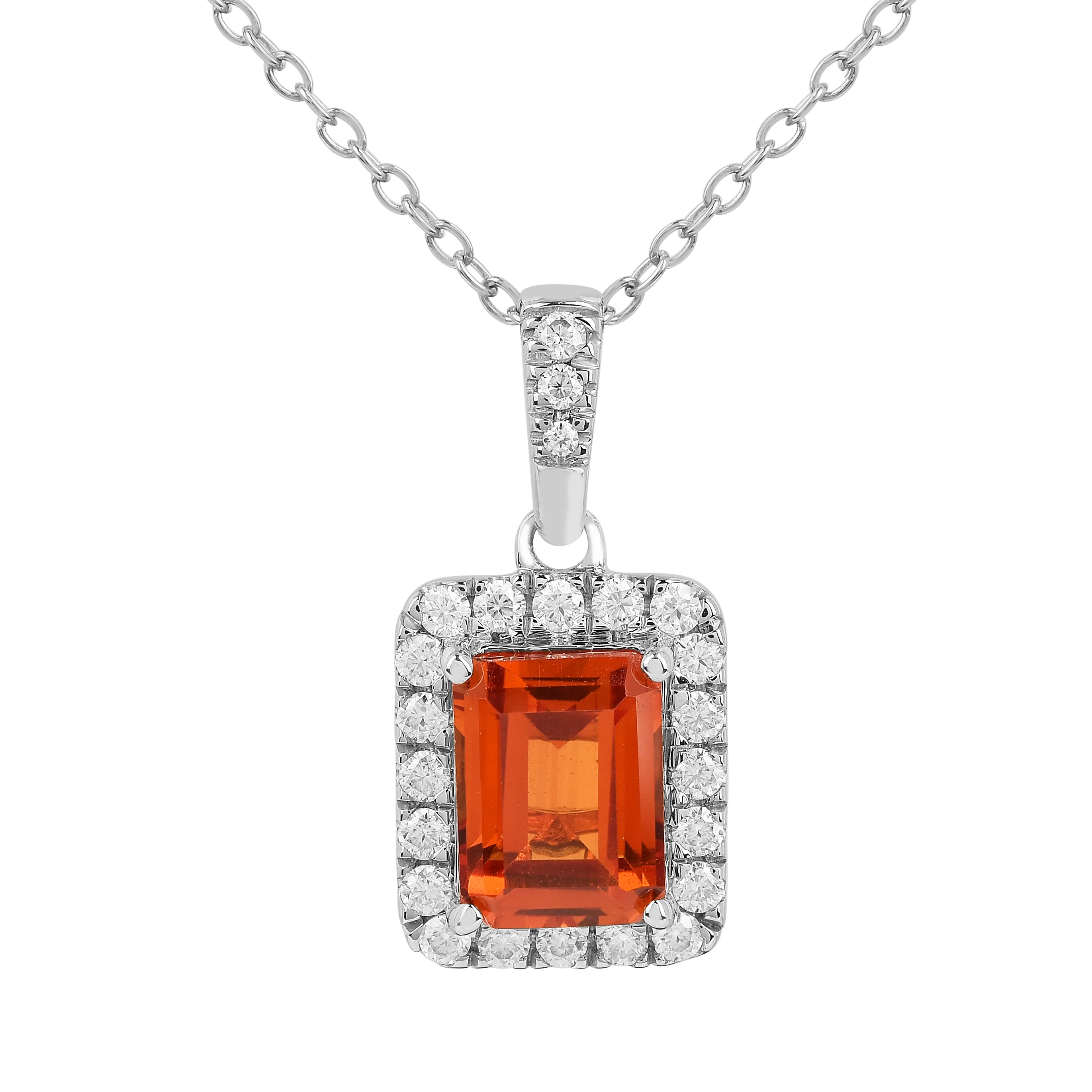 Peach Sapphire Octagon Halo Pendant Necklace FineColorJewels 925 Sterling Silver, best gift for girls, best gift for women, dla-dm-discount-all-154898, gift for her, gift from daughter, lab grown sapphire necklace, Necklace, peach Gemstone, Peach Sapphire Jewelry, peach Sapphire necklace, peach sapphire pendant necklaceLab Created Padparadscha necklaces, Pink Orange Sapphire, square necklace, Trending Jewelry, Valentine's Day gift