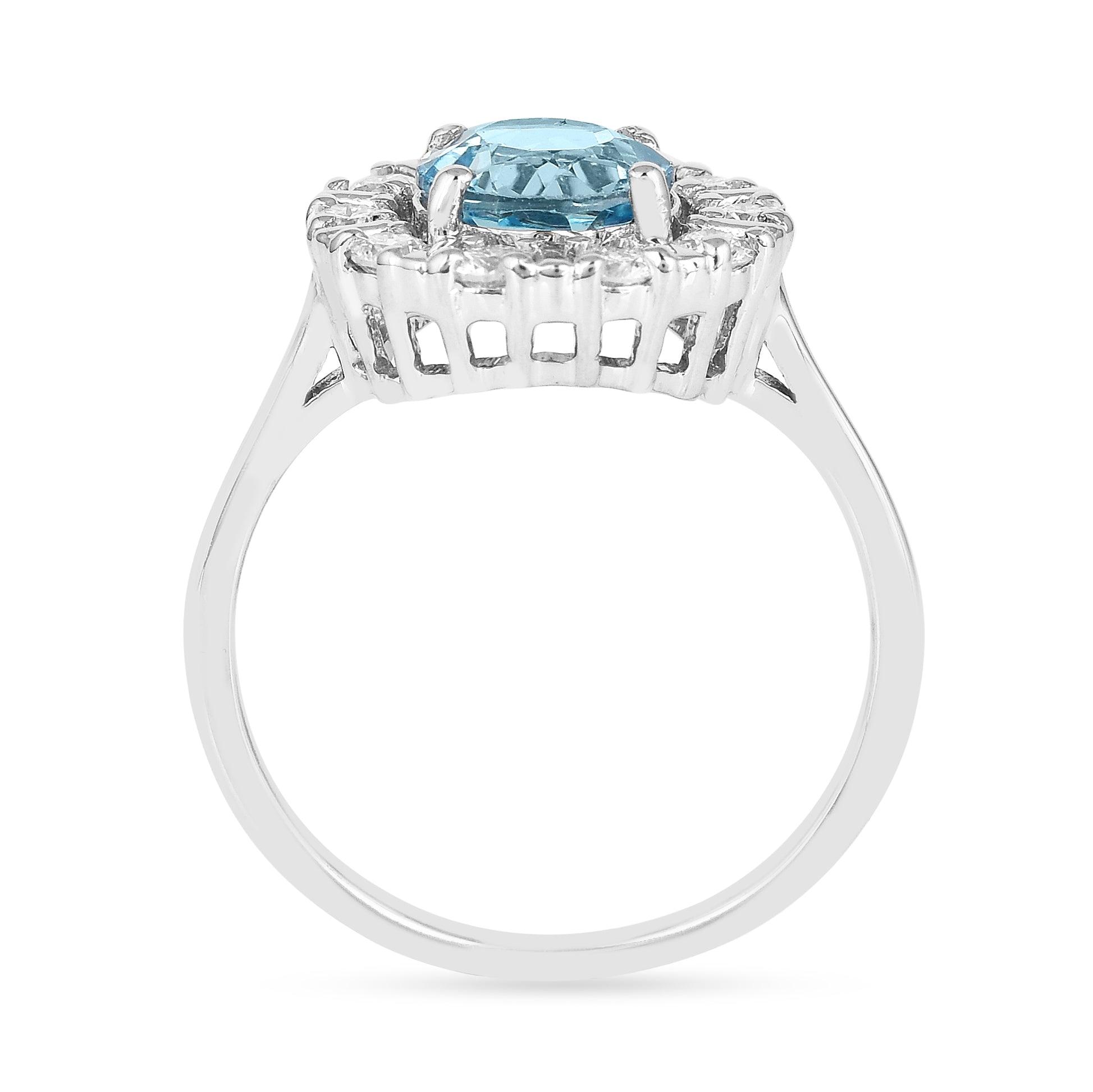 Natural Blue Topaz Round Halo Ring FineColorJewels best gift for girls, best gift for women, Blue Topaz Jewelry, Blue Topaz Ring, Christmas gift, December Birthstone, dla-dm-discount-all-154898, gift for her, Gift for Mom, gift for women, gift from daughter, New Year gift, Valentine's Day gift