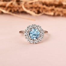 Load image into Gallery viewer, Natural Blue Topaz Round Halo Ring FineColorJewels best gift for girls, best gift for women, Blue Topaz Jewelry, Blue Topaz Ring, Christmas gift, December Birthstone, dla-dm-discount-all-154898, gift for her, Gift for Mom, gift for women, gift from daughter, New Year gift, Valentine&#39;s Day gift